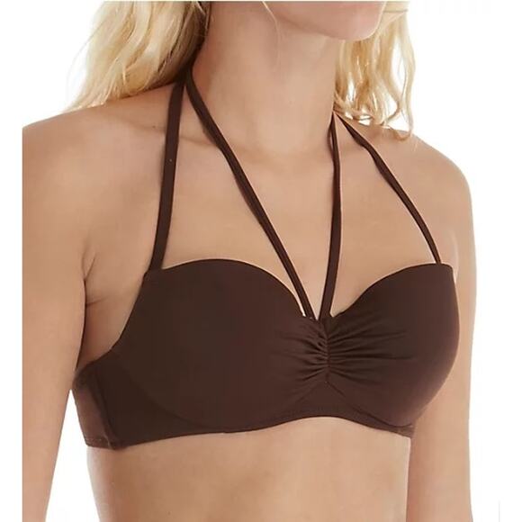 Smart and Sexy Swim Secret The Getaway Halter Bikini Swim Top Espresso Size 34B - Picture 2 of 8